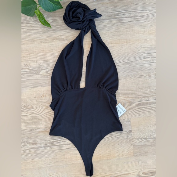 Open Edit Tops - Open Edit Black Halter Body Suit NWT